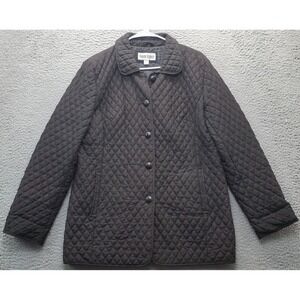 Marvin Richards Quilted Jacket Women Medium Black Lined Long Sleeve Button Front
